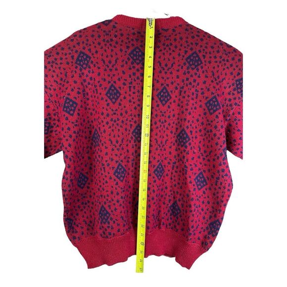 Vintage Wrangler Retro Sweater Mens L Red Geometric Crew Knit USA Made Pullover - Picture 11 of 14